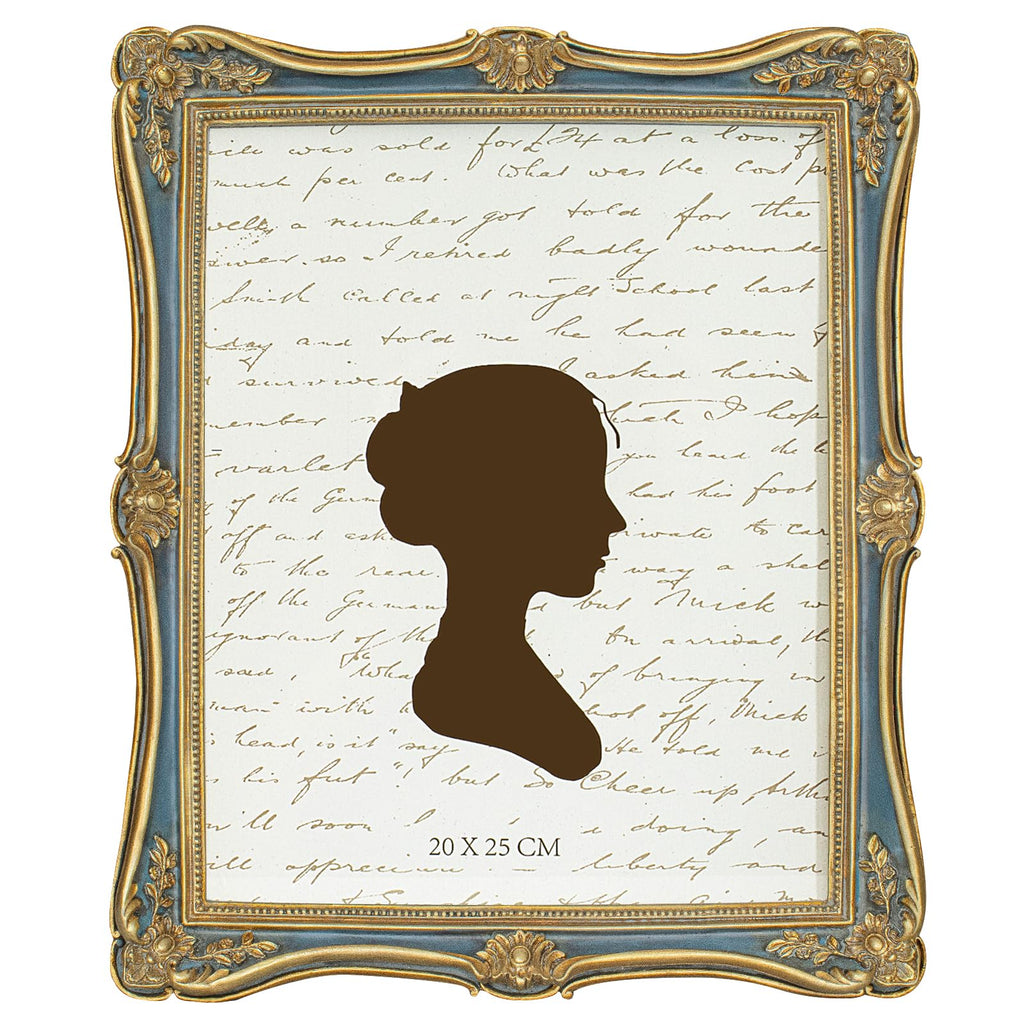 AELS 5x7/8x10 Inch Vintage Picture Frame Elegant Antique Photo Frames with Glass Front Photo Display Tabletop Wall Hanging Gift Ideas Gold (Gold and Blue 8x10)