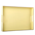 Zosenley Decorative Tray Rectangular Plastic Tray with Handles Modern Vanity Tray and Serving Tray for Bathroom Kitchen Ottoman and Coffee Table 15.6" x 10.2"(Light Yellow)