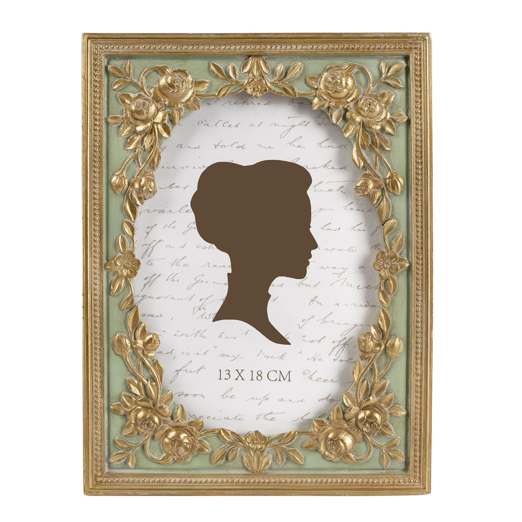 AELS 5x7 Inch Vintage Black Picture Frame Elegant Antique Photo Frames with Glass Front Photo Display Tabletop Wall Hanging Gift Ideas Gold and Green