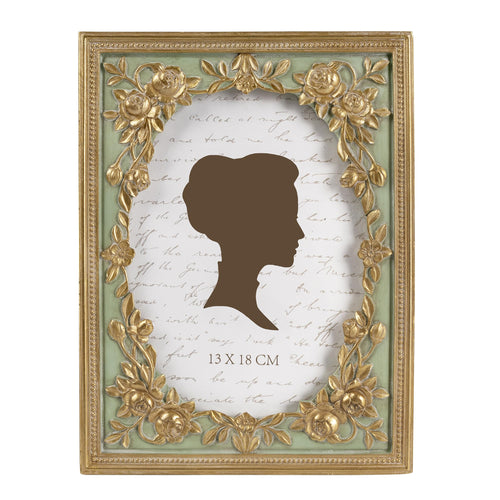 AELS 5x7 Inch Vintage Black Picture Frame Elegant Antique Photo Frames with Glass Front Photo Display Tabletop Wall Hanging Gift Ideas Gold and Green