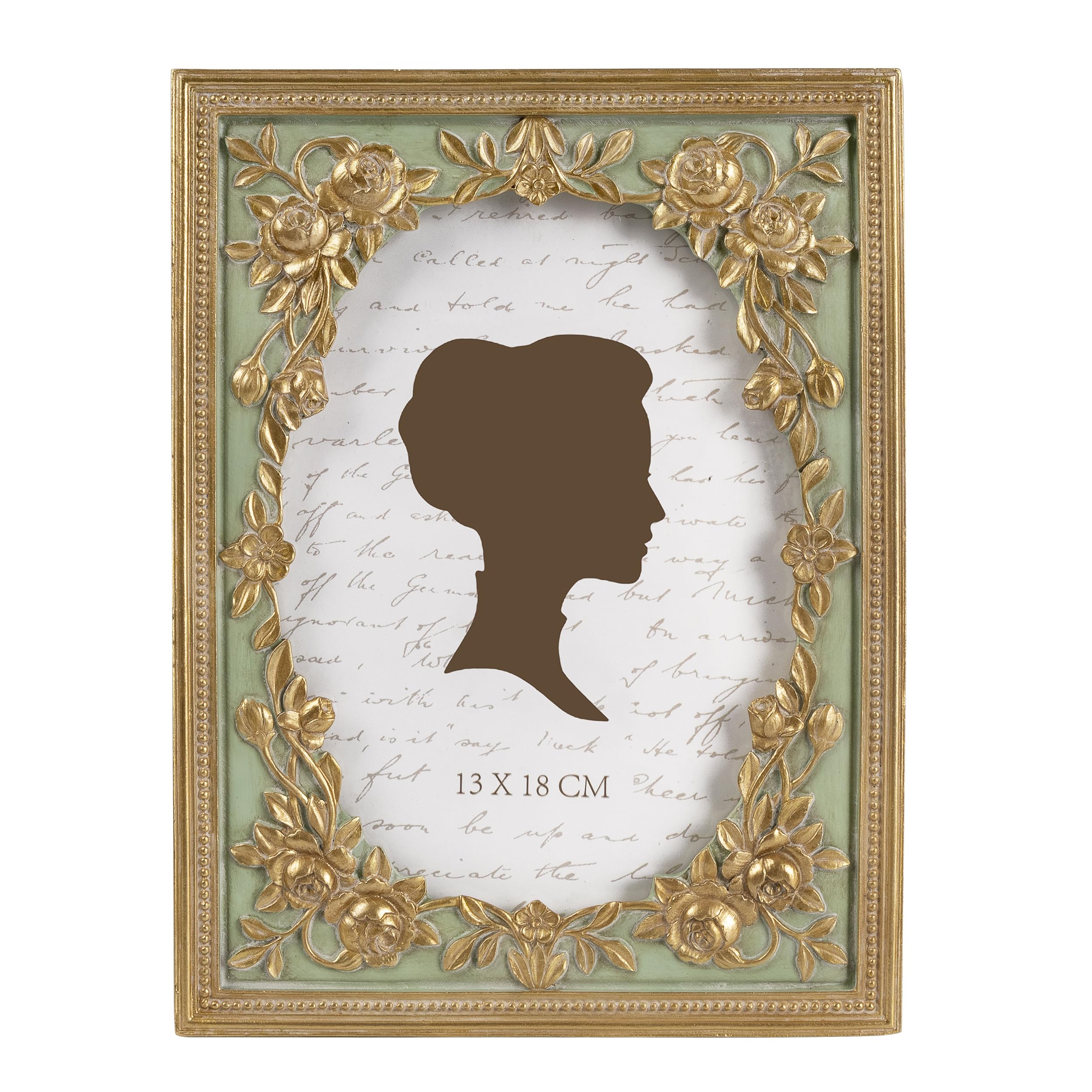 AELS 5x7 Inch Vintage Black Picture Frame Elegant Antique Photo Frames with Glass Front Photo Display Tabletop Wall Hanging Gift Ideas Gold and Green